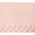 Peach cotton voile fabric with hot pink and sage green embroidery in floral design-D12465