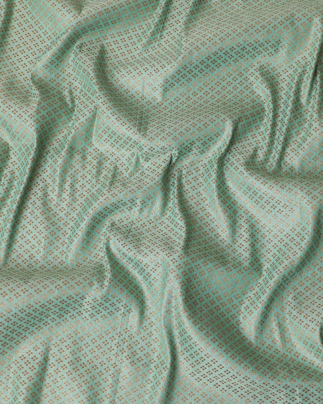 Sage green silk brocade fabric with copper gold metallic lurex in bouquet design-D11312 Regal Fabrics