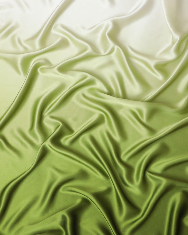 Beige to olive green premium pure silk satin fabric in ombre design-D12501