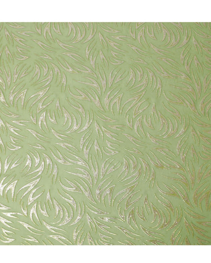 Kelly green Premium pure silk chiffon fabric with gold metallic lurex in fancy design-D13274