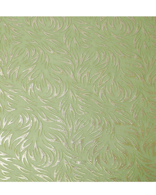 Kelly green Premium pure silk chiffon fabric with gold metallic lurex in fancy design-D13274