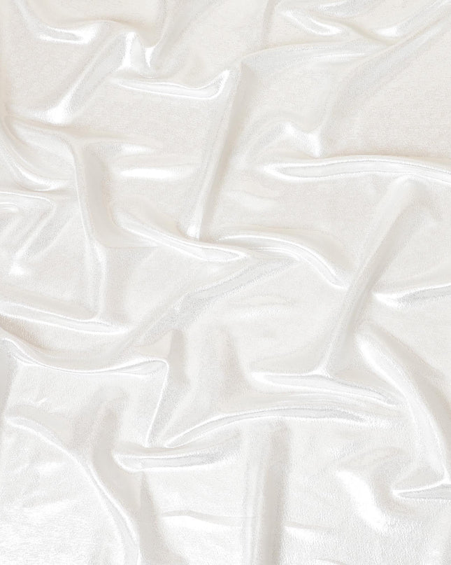 قماش شيفون من الحرير الخالص باللون الفضي مع لوريكس معدني بنفس اللون بتصميم ذاتي -D8873