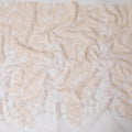 Cream nylon tulle fabric with same tone embroidery and sequins in fancy design-D11700