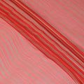 Scarlet red Premium pure silk chiffon fabric with gold metallic lurex in stripe design-D12402