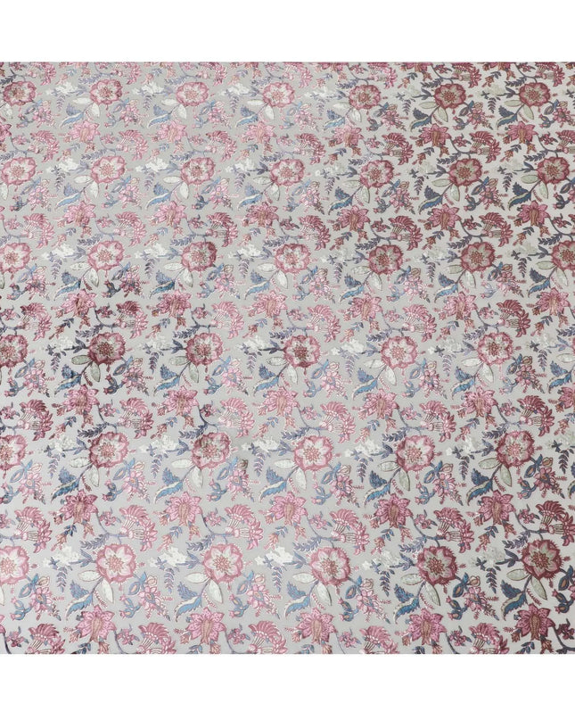 Vista green synthetic chiffon fabric with multicolor velvet burnout print in floral design-D14162 Regal Fabrics