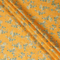 Malta orange uragiri cotton voile fabric with same tone jacquard having forest green and black print in floral design-D14331