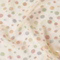Beige Premium pure silk chiffon fabric with multicolor metallic lurex in dot design-D15335