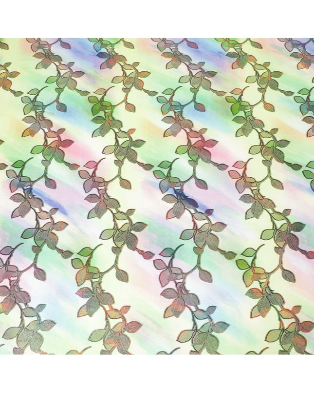 قماش شيفون حريري نقي فاخر متعدد الألوان مطبوع مع لوركس معدني متعدد الألوان بتصميم زهور-D9339