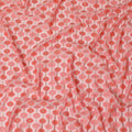 Salmon pink Premium pure French (Fransawi) silk chiffon fabric with same tone viscose having gold metallic lurex in abstract design-D12705