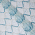 Powder blue nylon tulle fabric with same tone, blue sequins having same tone bead work in geometric design-D13793