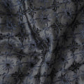 Iron grey premium silk brocade fabric with navy blue embroidery having sequin work in fancy design-D12456