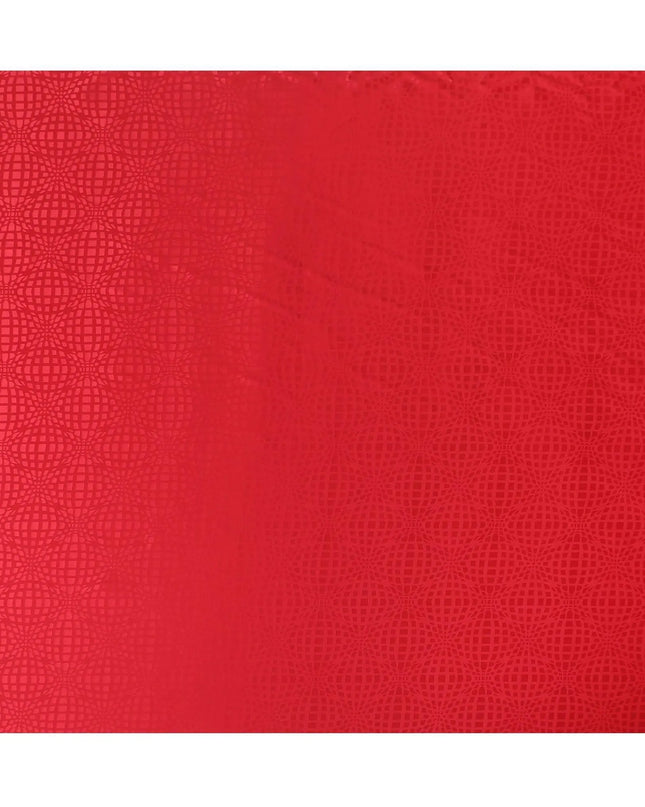 Crimson red premium pure silk crepe fabric with same tone jacquard in fancy design-D11951 Regal Fabrics