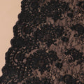 Black lace fabric with same tone embroidery in floral design-D9187