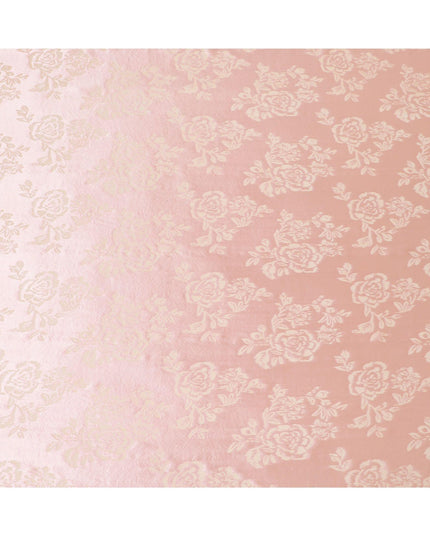Peachy pink premium pure burnout silk chiffon fabric in floral design-D13106