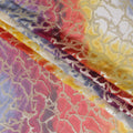 Multicolor Premium pure silk chiffon with gold metallic lurex in abstract design-D11368