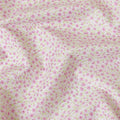 White 100% Swiss cotton lawn fabric with baby pink and parrot green print in floral design-D10104