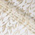 White Premium pure silk chiffon with gold metallic lurex in Leaf design-D11357