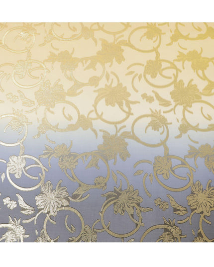 أزرق داكن داكن إلى ذهبي قماش شيفون حريري فرنسي خالص (فرنساوي) مع لوركس معدني ذهبي بتصميم متدرج -D14023