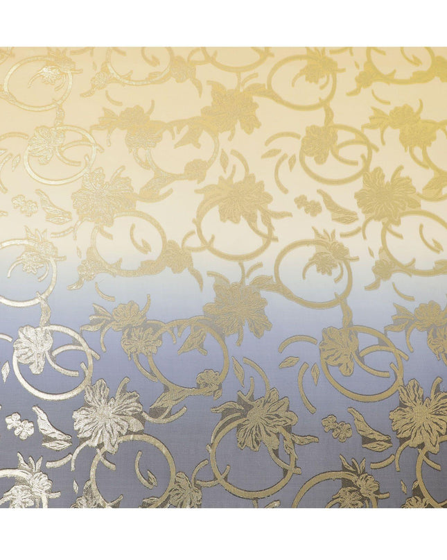 أزرق داكن داكن إلى ذهبي قماش شيفون حريري فرنسي خالص (فرنساوي) مع لوركس معدني ذهبي بتصميم متدرج -D14023