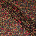 Navy blue synthetic chiffon fabric with multicolor embroidery in floral design-D12491 Regal Fabrics