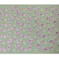 Sage green Premium pure cotton voile fabric with same tone, purple and beige embroidery in floral design-D15239