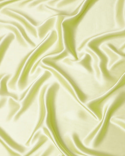 Lime green plain premium pure silk satin fabric-D12439