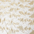 Beige Premium pure French (Fransawi) silk chiffon fabric with gold metallic lurex in floral design-D14307