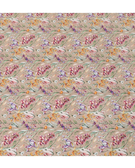 قماش فيسكوز بيج لاتيه مع طباعة متعددة الألوان بتصميم الأزهار-D12259