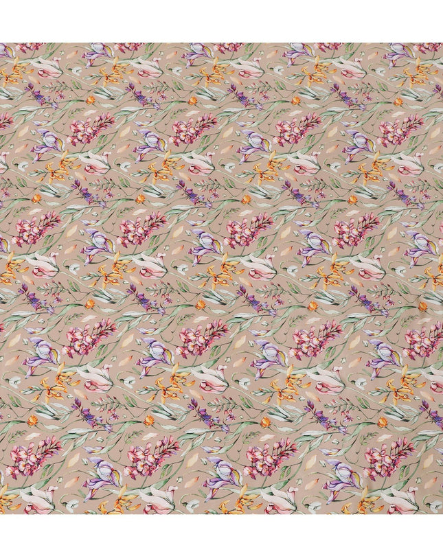 قماش فيسكوز بيج لاتيه مع طباعة متعددة الألوان بتصميم الأزهار-D12259