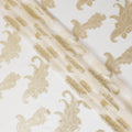 Beige Premium pure French (Fransawi) silk chiffon fabric with gold metallic lurex in floral design-D14307
