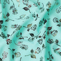 Vista blue cotton voile fabric with multicolor metallic foil print in floral design-D9783