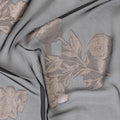 Black Premium pure French (Fransawi) silk chiffon fabric with copper metallic lurex in floral design-D9666