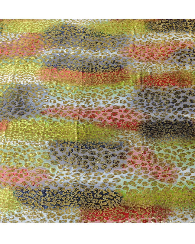 Multicolor premium pure silk chiffon velvet (makmal dirac) fabric with gold metallic lurex in fancy design-D13836 Regal Fabrics