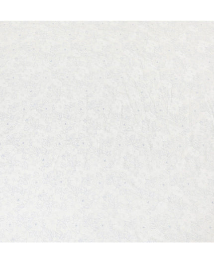 قماش الكتان الإيطالي النقي الفاخر باللون الأبيض الفاتح مع طباعة باللونين الأزرق والأبيض بتصميم الأزهار-D13995