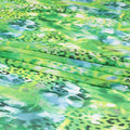 White Swiss 100% cotton voile fabric with baby blue, neon green, off white and bottle green print in floral design-D7200 Regal Fabrics