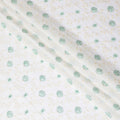 Off white cotton voile fabric with beige and sage green embroidery in floral design-D11938