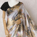 Multicolor printed synthetic satin saree having stone work in fancy deisgn-D15515