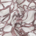 Cream premium pure silk chiffon fabric with rose pink metallic lurex in abstract design-D10540 Regal Fabrics