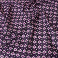 Purple Premium Spanish 100% cotton lawn fabric with black, baby pink and hot pink print in abstract design-D9239