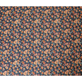 Navy blue Premium Spanish 100% cotton lawn fabric with sea green, peach and white print in floral design-D9238