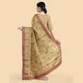 Dandelion gold synthetic tusser silk saree with embroidery in floral design. Blouse piece in same colour-D12743