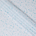 White cotton voile fabric with baby blue print in floral design-D15422