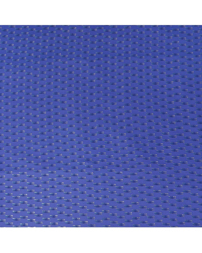 قماش شيفون حريري فرنسي (فرنساوي) فاخر باللون الأزرق الملكي مع نفس اللون من الفيسكوز والوركس المعدني الذهبي والفضي بتصميم فاخر -D14228