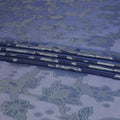 Blue Premium French (Fransawi) pure silk chiffon fabric with silver metallic lurex in floral design-D8331