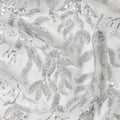 Pearl grey premium pure silk chiffon fabric with same tone sequins embroidery in floral design-D13627