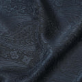 Dark petrol blue 100% biodegradable cupro fabric with same tone jacquard in self design-D6987