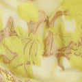 Sunflower yellow Premium Pure French (Fransawi) Silk chiffon fabric with same tone viscose and copper metallic lurex in floral design-D12716