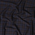 Royal blue Premium English Super 120's all wool suiting fabric with burgundy brown and black checks design-D11420