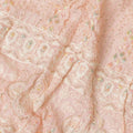 Peach premium synthetic georgette fabric with multicolor embroidery having gold metallic lurex in chikankari design-12450 Regal Fabrics