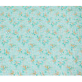 Turquoise blue synthetic crepe fabric with beige and mustard yellow print having stone work in floral design-D15295